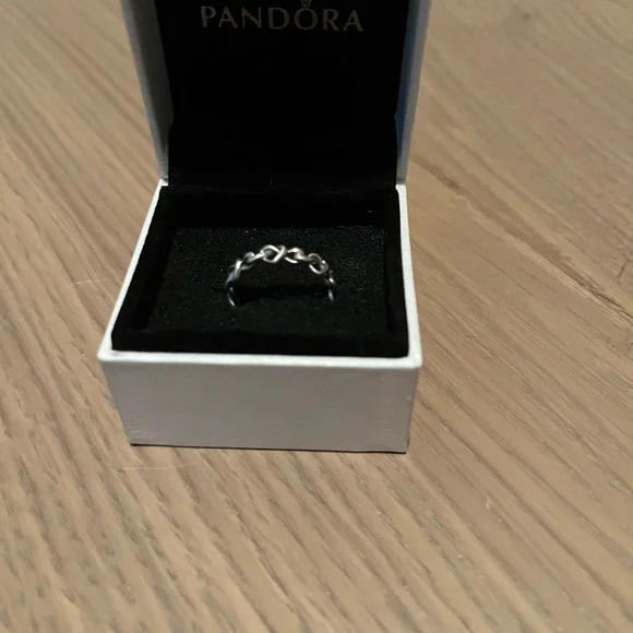 Pandora Silver Intricate Beaded Ring Size 6 - Picture 4 of 5